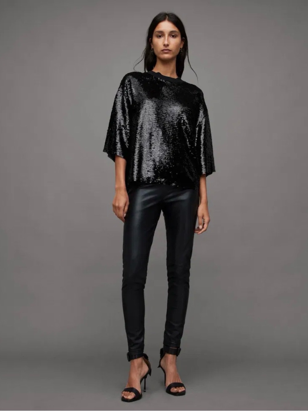 🖤 AllSaints Black Sequin Jeula Oversized Tshirt 🖤 - Picture 5 of 14